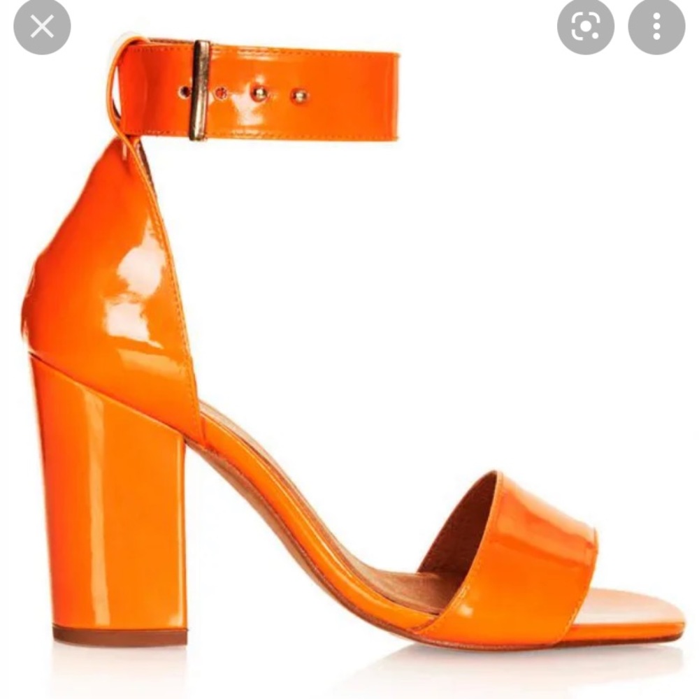 Orange block heel sandals